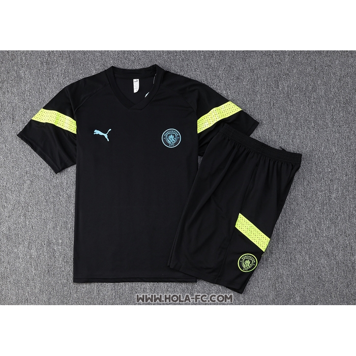 Chandal del Manchester City 2022-2023 Manga Corta Negro - Pantalon Corto